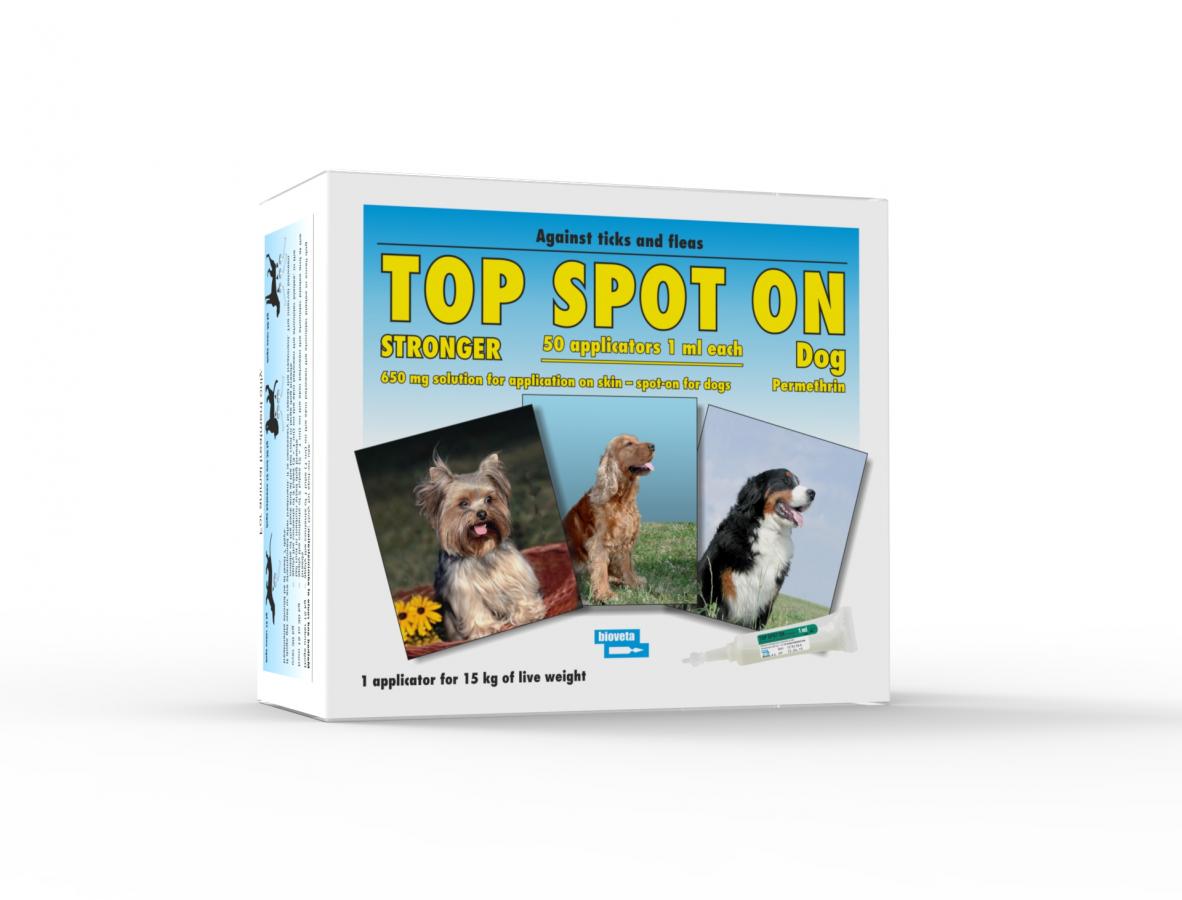 TOP SPOT ON STRONGER 650 mg solution for application on skin – spot-on for dogs